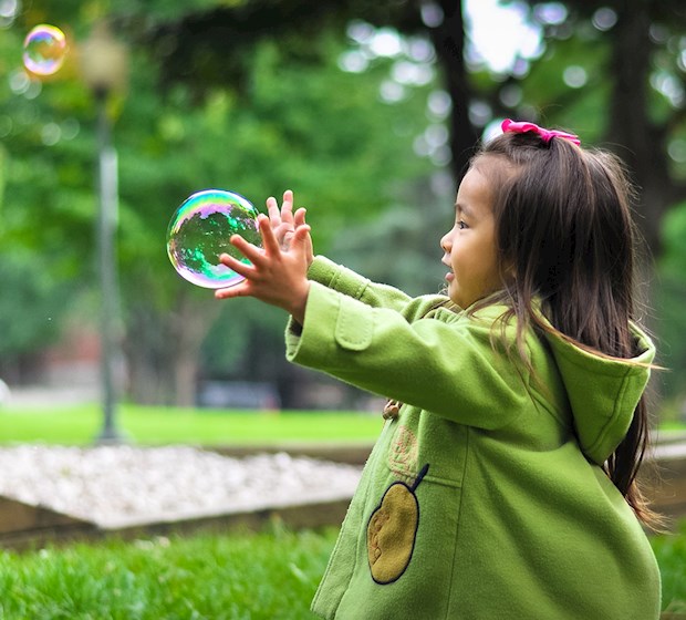 Chinese Girl Bubble Park Sustainability