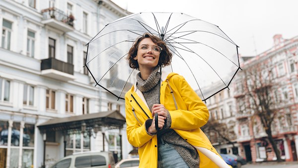 Woman city raincoat
