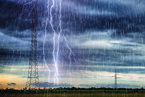 Power transmission tower storm