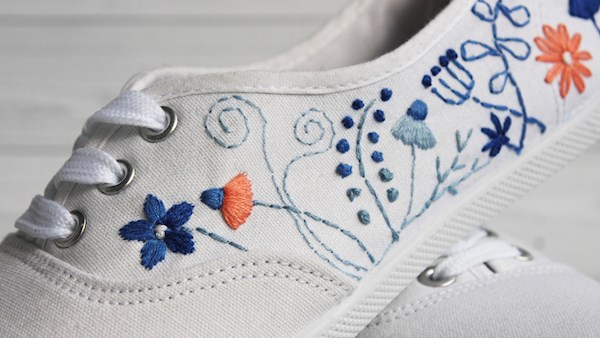 Embroidery thread footwear
