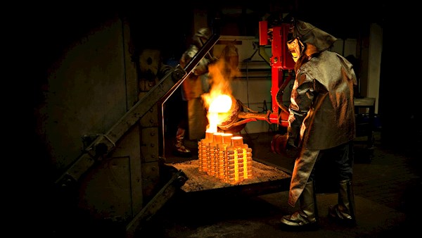 A man working in the molten steel
