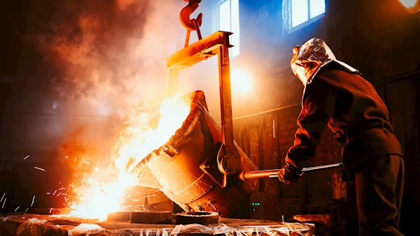 A man working in the molten steel