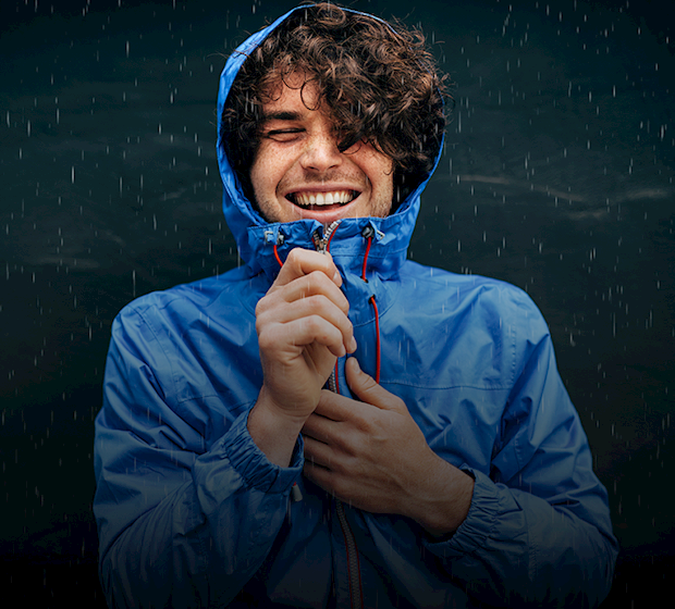 Man enjoying the rain